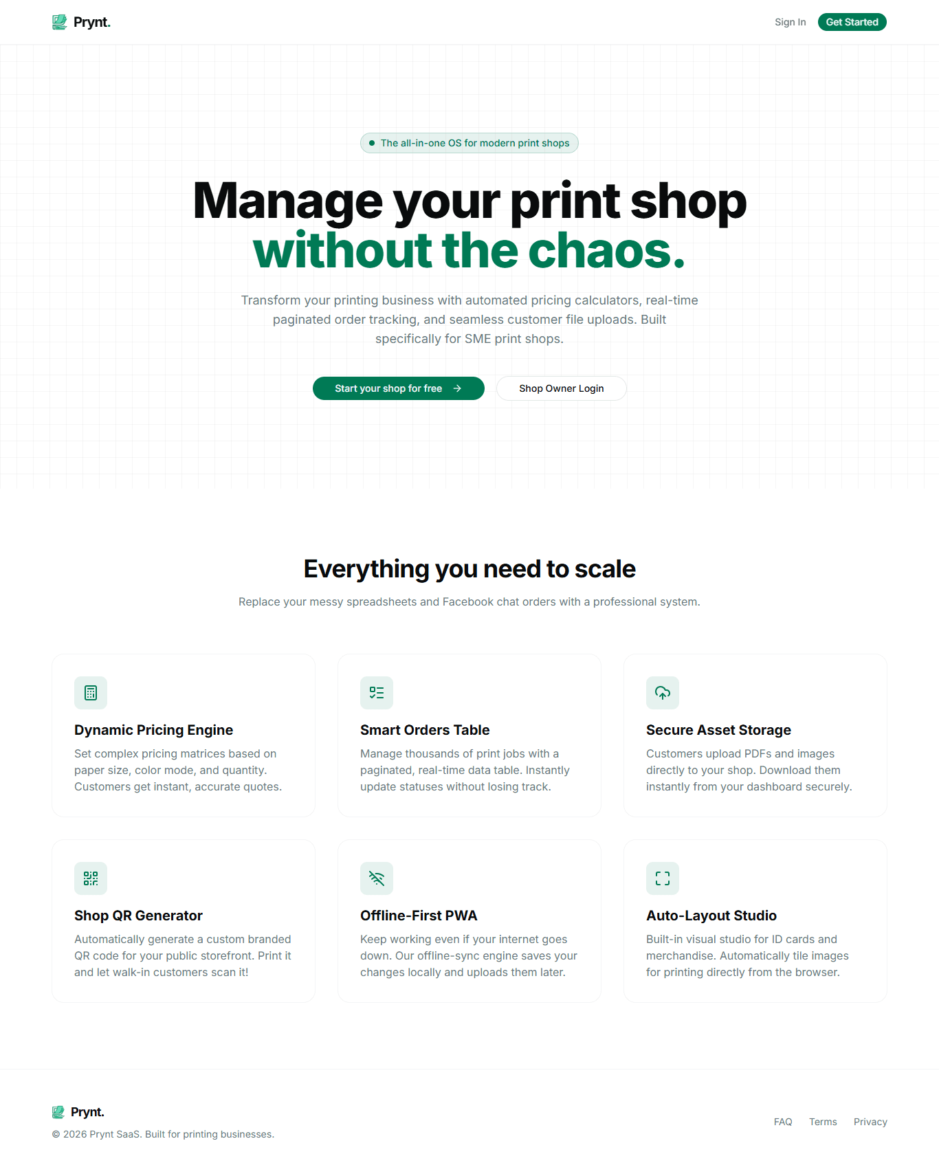 Prynt SaaS Platform